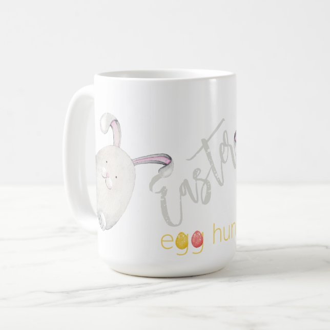 Cute Personlig Påskägg Hunt Illustration Kaffemugg (Framsida vänster)