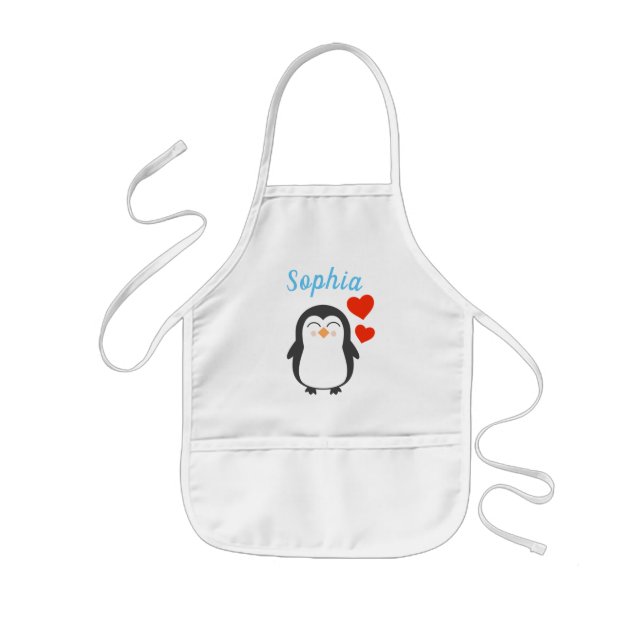 Cute Personlig Penguin Barnförkläde (Framsidan)