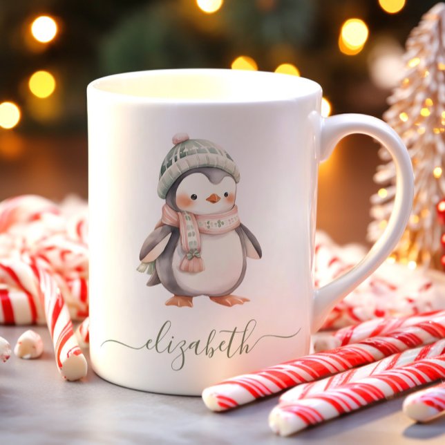 Cute Personlig Penguin jul Kaffemugg (Skapare uppladdad)