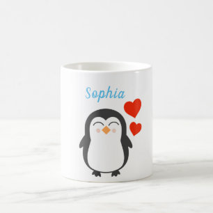 Cute Personlig Penguin Kaffemugg