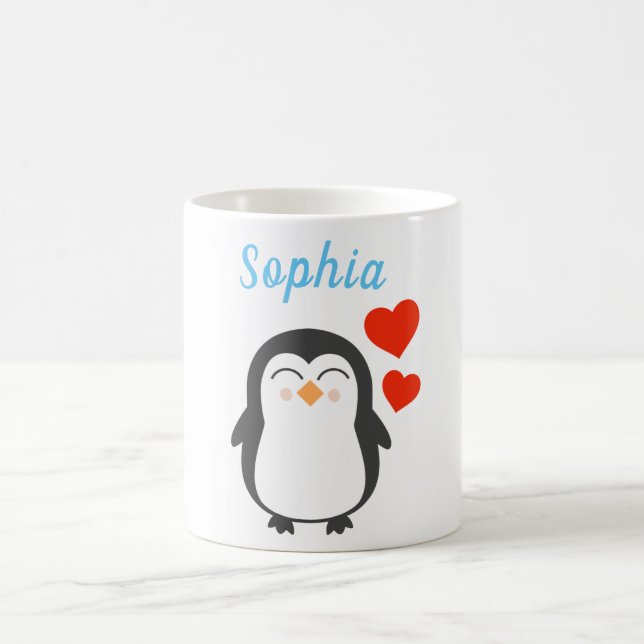 Cute Personlig Penguin Kaffemugg (Center)