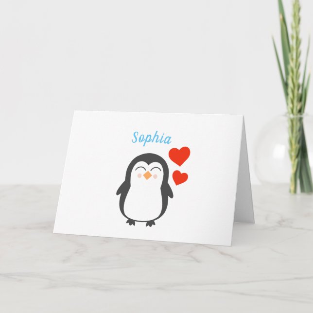 Cute Personlig Penguin Kort (Framsida)