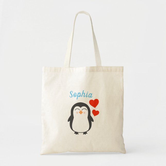 Cute Personlig Penguin Tygkasse (Framsidan)