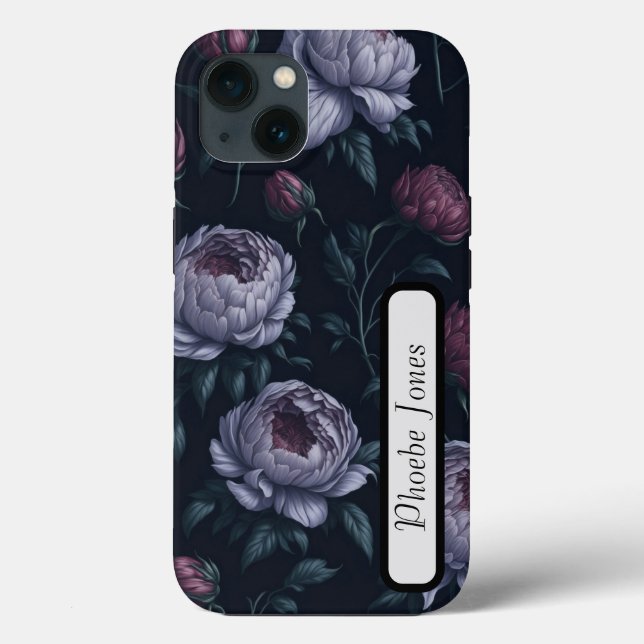 Cute Personlig Peonies Black Apple iPhone 13 ca (Baksida)