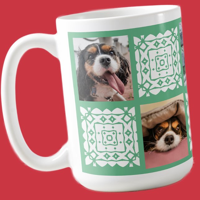 Cute Personlig Photo Grönt Gift för Hundälskare Kaffemugg (Skapare uppladdad)