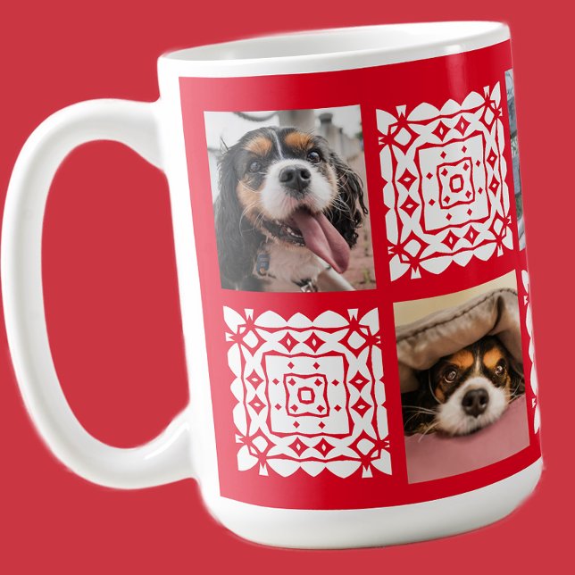 Cute Personlig Photo Red Gift för Hundälskare Kaffemugg (Skapare uppladdad)