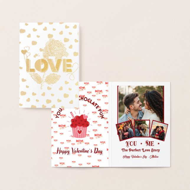 Cute Personlig Photo valentines day Folierat Kort (Display)