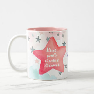Cute Personlig Pisces Zodiac Sign Mugg för Girl