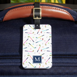 Cute Personlig Player Monogram Golf Mönster Bagagebricka