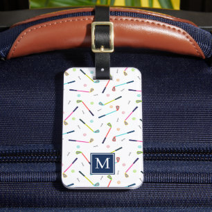 Cute Personlig Player Monogram Golf Mönster Bagagebricka