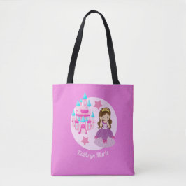 Cute Personlig Princess Rosa Monogram Kids Tygkasse