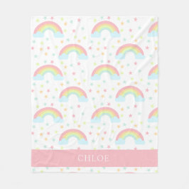 Cute Personlig Rainbow Stars Pastel Cloud Sweet Fleecefilt