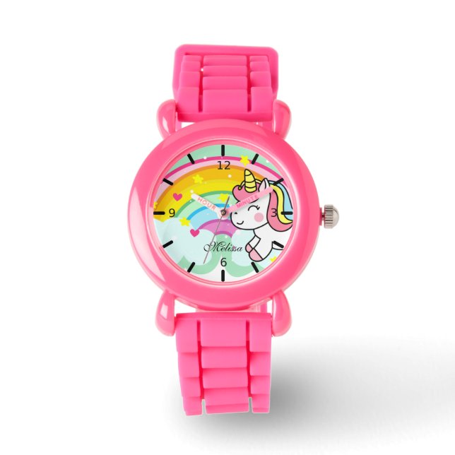 Cute Personlig Rainbow Unicorn Watch Armbandsur (Framsida)