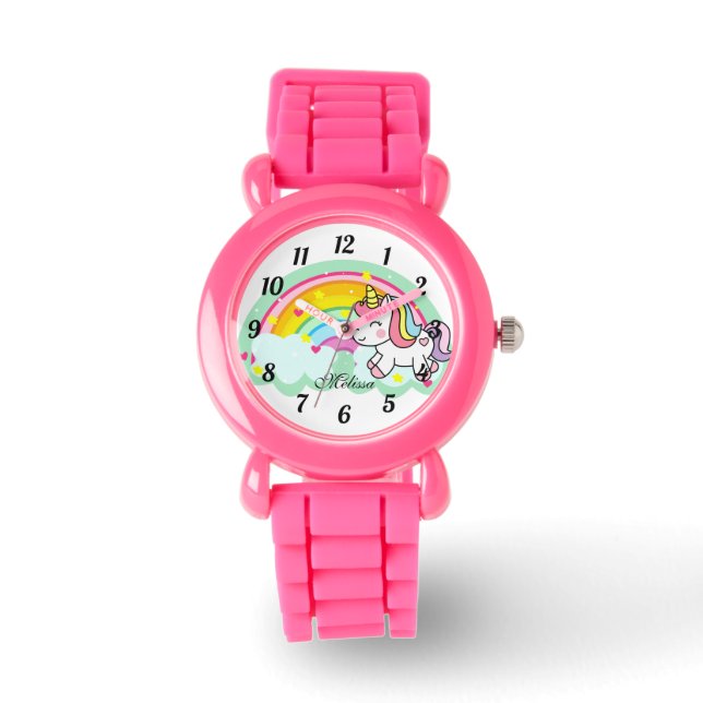 Cute Personlig Rainbow Unicorn Watch Armbandsur (Framsida)