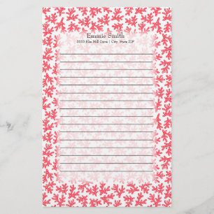 Cute Personlig Red and White Coral Ocean Themme Brevpapper