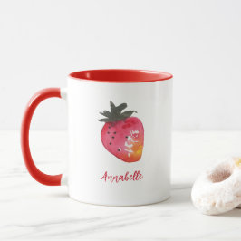 Cute Personlig Red White Valentine Strawberry Mugg