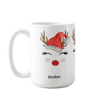 Cute Personlig Reindeer Ansikte Santa Hat, Tiara