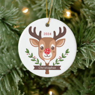 Cute Personlig Reindeer Pickleball Ornament