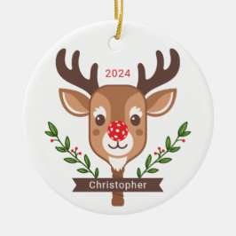 Cute Personlig Reindeer Pickleball Ornament