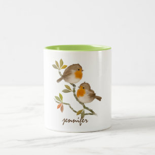 Cute Personlig Robin Redbröd Bird Mugg