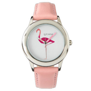 Cute Personlig Rosa Flamingo Girl's Watch Armbandsur