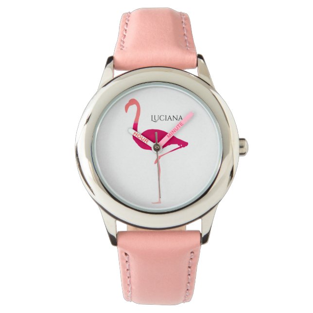 Cute Personlig Rosa Flamingo Girl's Watch Armbandsur (Framsida)