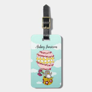Cute Personlig Rosa Girly Boho Flower Princess Bagagebricka