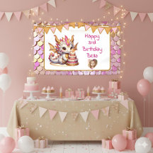 Cute Personlig Rosa och Guld Dragon Birthag