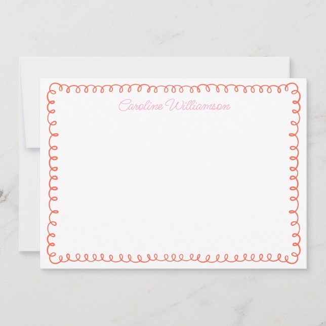 Cute Personlig Rosa Orange  Squiggle Gräns Roligt Tack Kort (Framsida)
