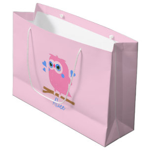 Cute Personlig Rosa Uggla Gift Bag