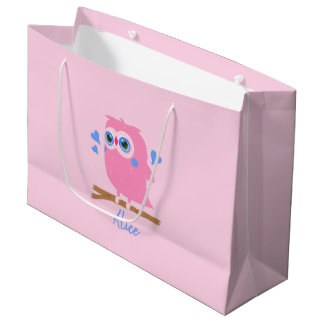 Cute Personlig Rosa Uggla Gift Bag
