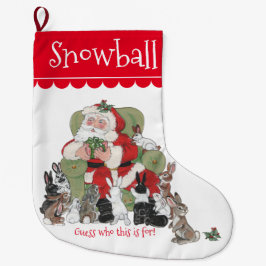 Cute Personlig Santa Pet Bunny Rabbit Jul Stor Julstrumpa