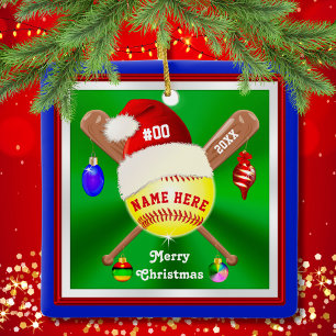 Cute Personlig Softball-julprydnader Julgransprydnad Keramik