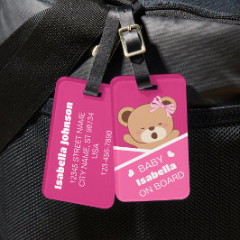 Cute Personlig Sömnig Baby Bear Luggage Tag Bagagebricka