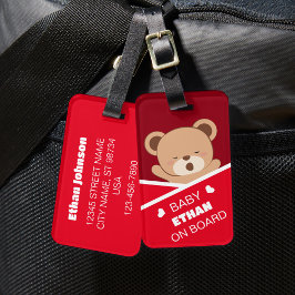 Cute Personlig Sömnig Baby Bear Luggage Tag Bagagebricka