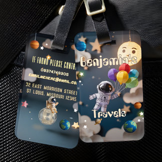 Cute Personlig Space Travel for Boy Luggage Tag Bagagebricka