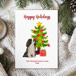 Cute Personlig Spanska Hund Familj Jul Julkort