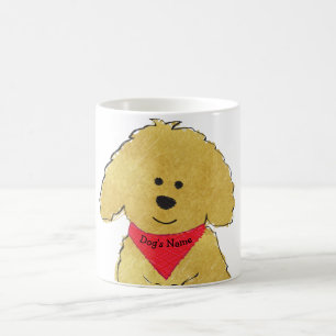 Cute Personlig Tecknad Goldendoodle Puppy Kaffemugg