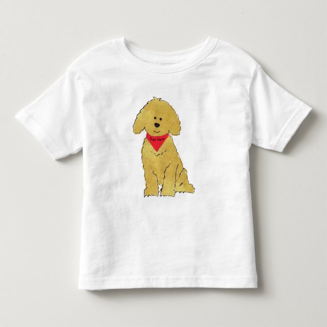 Cute Personlig Tecknad Goldendoodle Puppy T-shirt (Framsida)