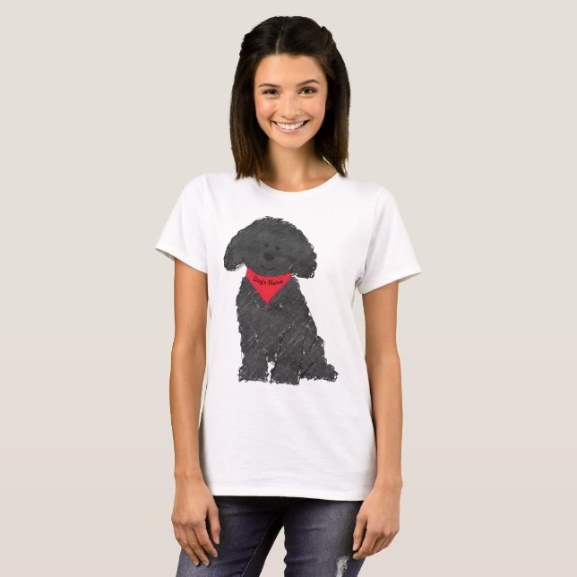Cute Personlig Tecknad Labradoodle Puppy T Shirt (Hel framsida)