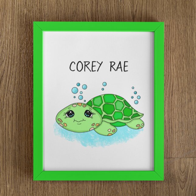 Cute Personlig Turtle Artwork Poster (Skapare uppladdad)