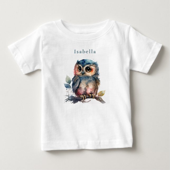 Cute Personlig Uggla Baby T-Shirt (Framsida)