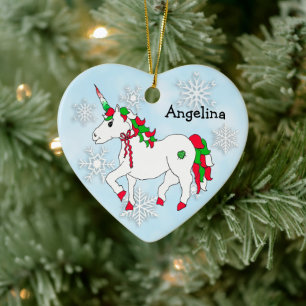 Cute Personlig Unicorn Girl's Namn-jul Julgransprydnad Keramik