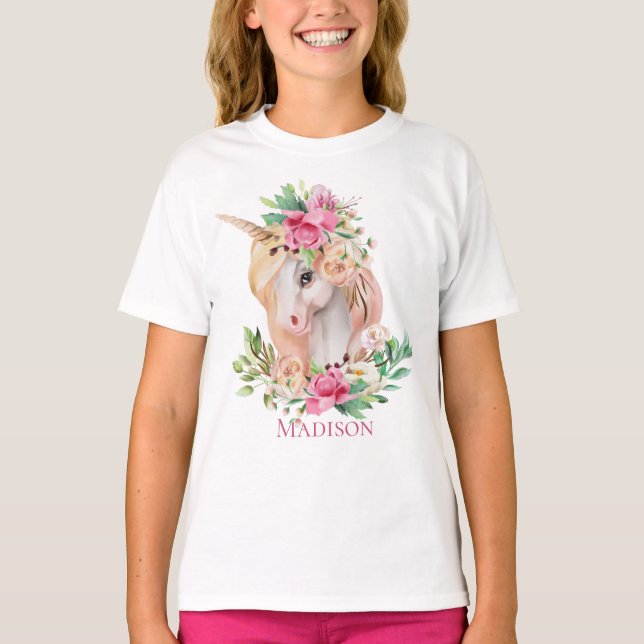 Cute Personlig Unicorn T Shirt (Framsida)