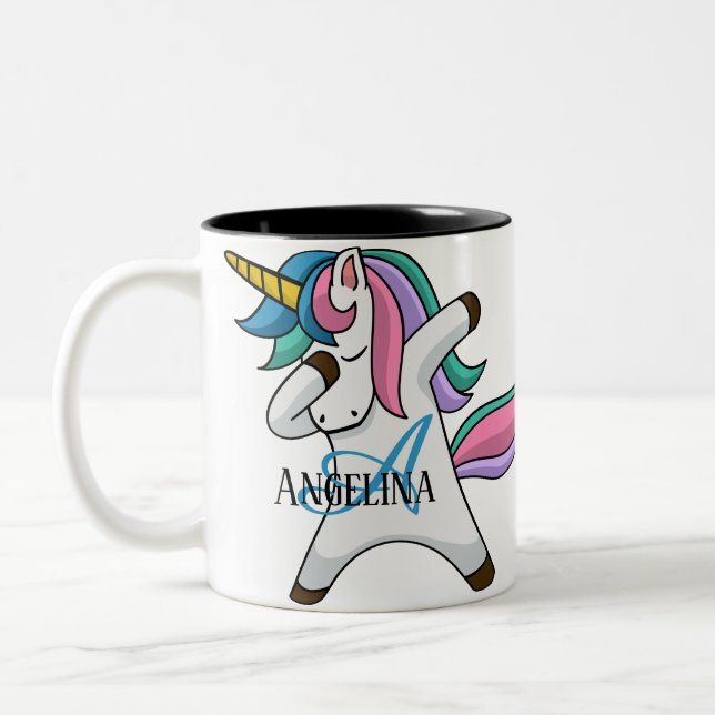 Cute Personlig Unicorn Två-Tonad Mugg (Vänster)