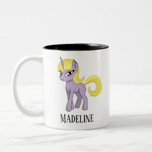 Cute Personlig Unicorn Two-Tone Coffee Mugg