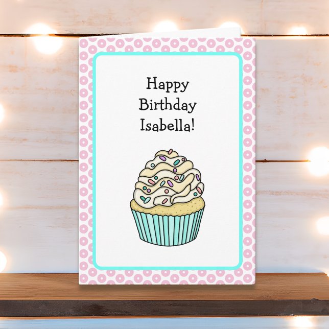 Cute Personlig Vanilla Cupcoa Birthday Kort (Skapare uppladdad)