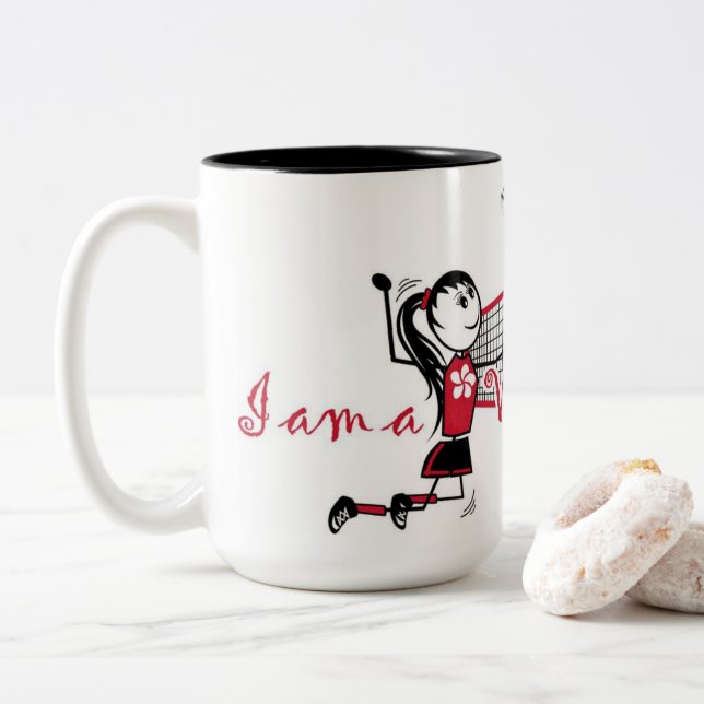 Cute Personlig Volleyball Girl Två-Tonad Mugg (Med munk)