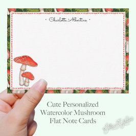Cute Personlig Watercolor Mushroom Anteckningskort