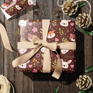 Cute Personlig Woodland Animals Mönster Kids Presentpapper